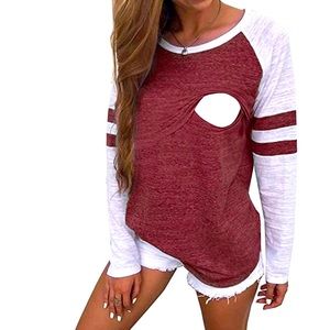 CzzzyL Women Raglan Sleeve Breastfeeding Nursing Top: Sz. XXL